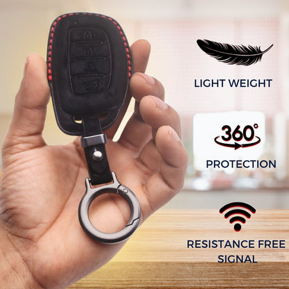 Hyundai Alcantara Crest Car Key Cover with Keychain (Type K10)