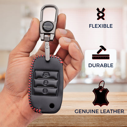 Kia Classic Leather Key Cover with keychain (Type 2)
