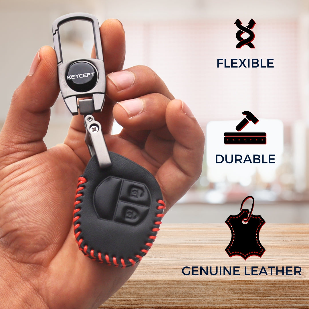 Suzuki Classic Leather Key Cover with Keychain (Type 2)