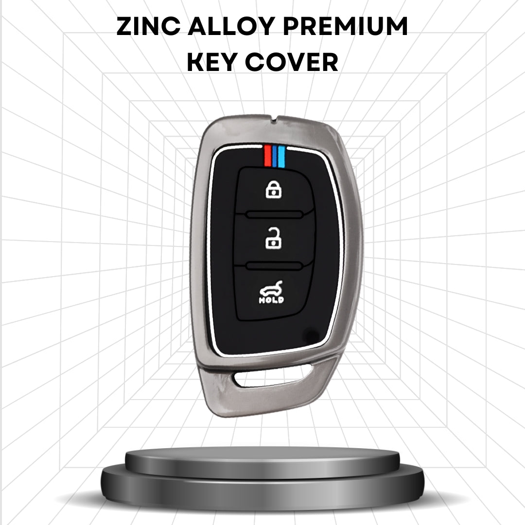 Keycept Metal Alloy Car Key Cover for Hyundai Grand i10 NIOS Asta, Venue, i20, Aura, Creta, Elantra Key Cover with Keychain