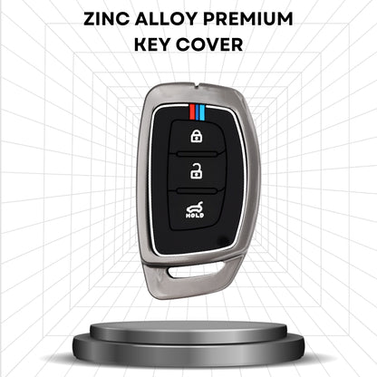 Keycept Metal Alloy Car Key Cover for Hyundai Grand i10 NIOS Asta, Venue, i20, Aura, Creta, Elantra Key Cover with Keychain