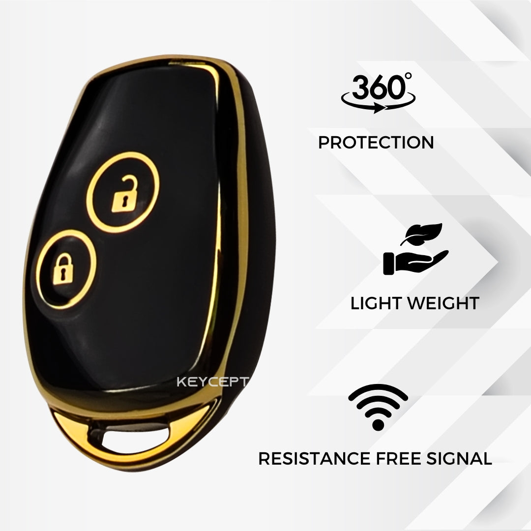 Nissan/Renault Gold Line TPU Key Cover with Keychain (Type 1)