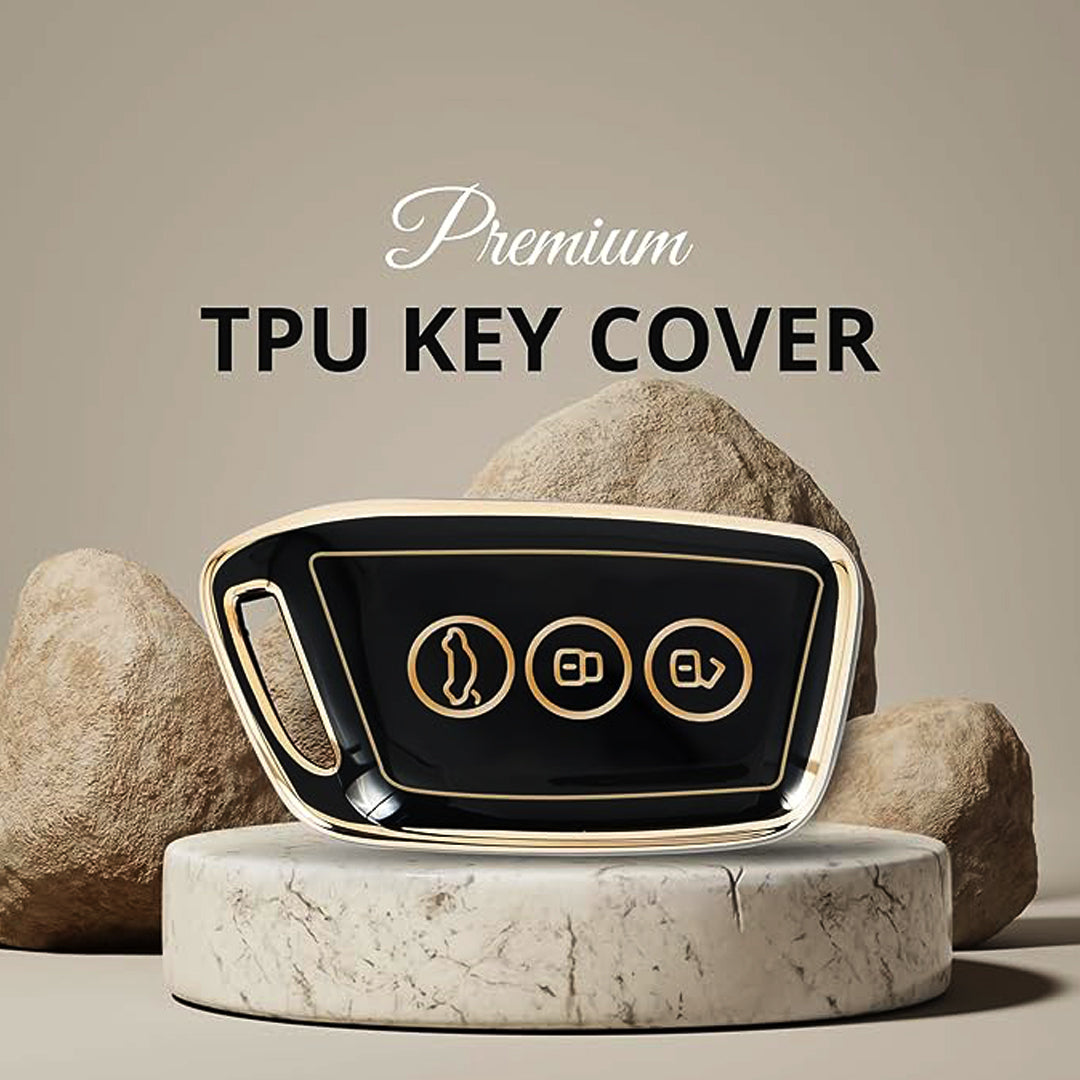 TPU Key Cover Compatible with  MG Hector | Astor | Gloster 3 button Smart Key with Keychain 2