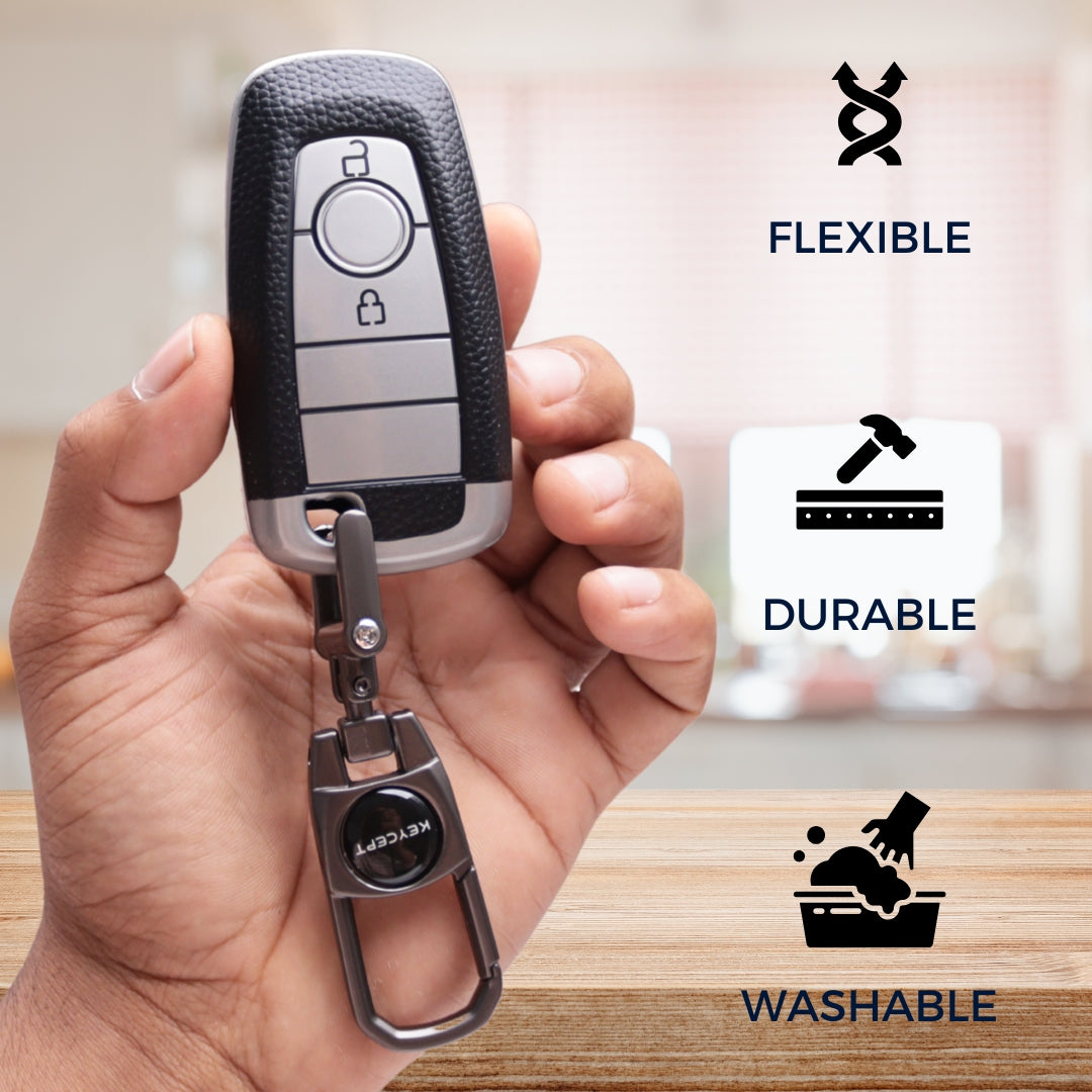 Ford TPU Leather Key Cover With Keychain. (Type K2)