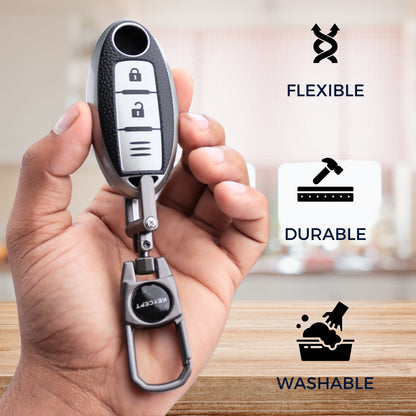 Nissan TPU Leather Key Cover with Keychain (Type 2)