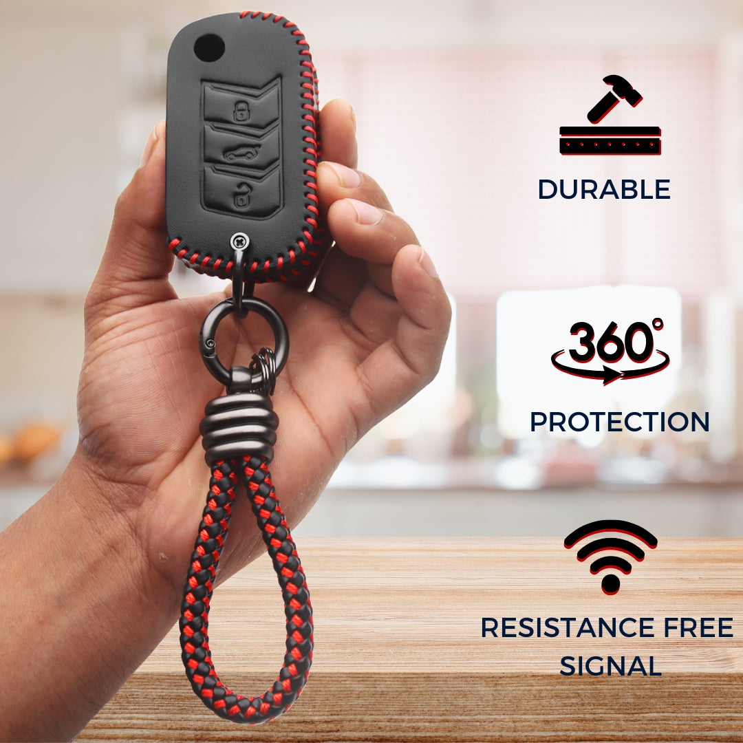 Mahindra Classic Leather Key Cover with Keychain K3