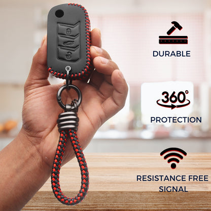 Mahindra Classic Leather Key Cover with Keychain K3