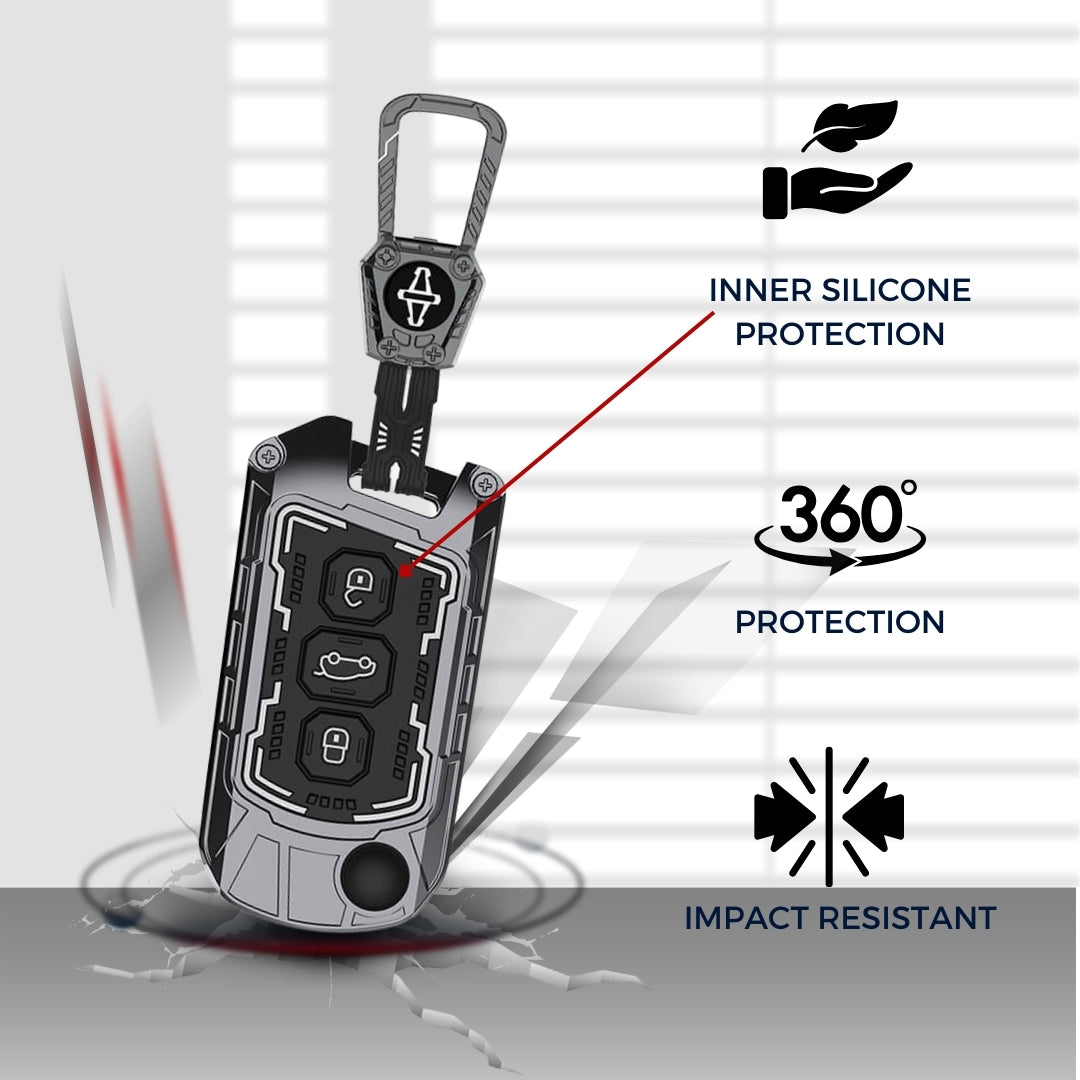 Mahindra Metal Armor Key Cover with keychain (Type M4)