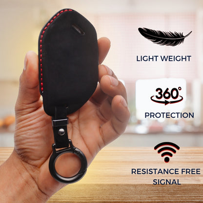 Kia Alcantara Crest Car Key Cover with Keychain (Type 10)