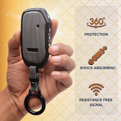 Kia Noir Wood Car Key Cover with Keychain (Type M8)