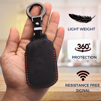 Tata Alcantara Crest Car Key Cover with Keychain (Type K10)