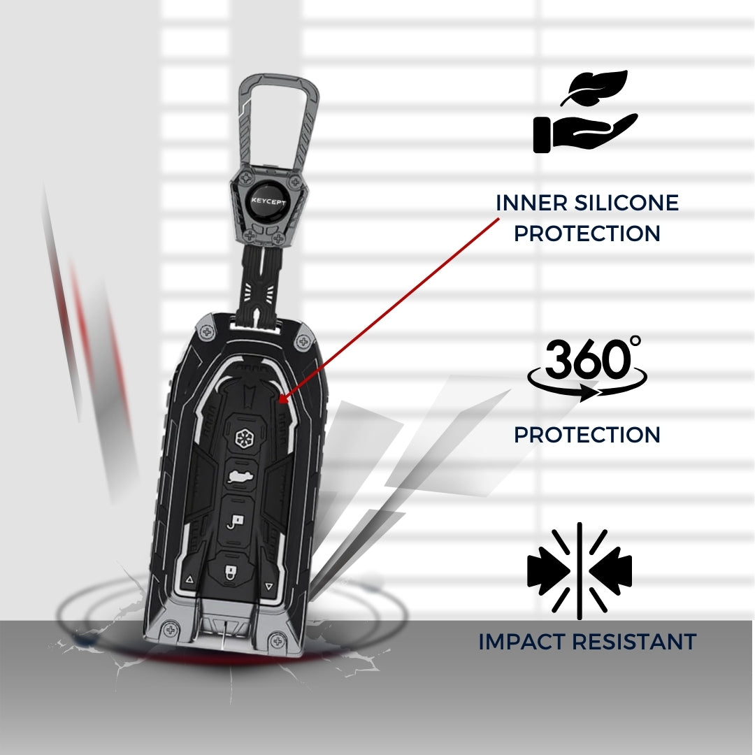Mahindra Metal Armor Car Key Cover with Keychain (Type M4)