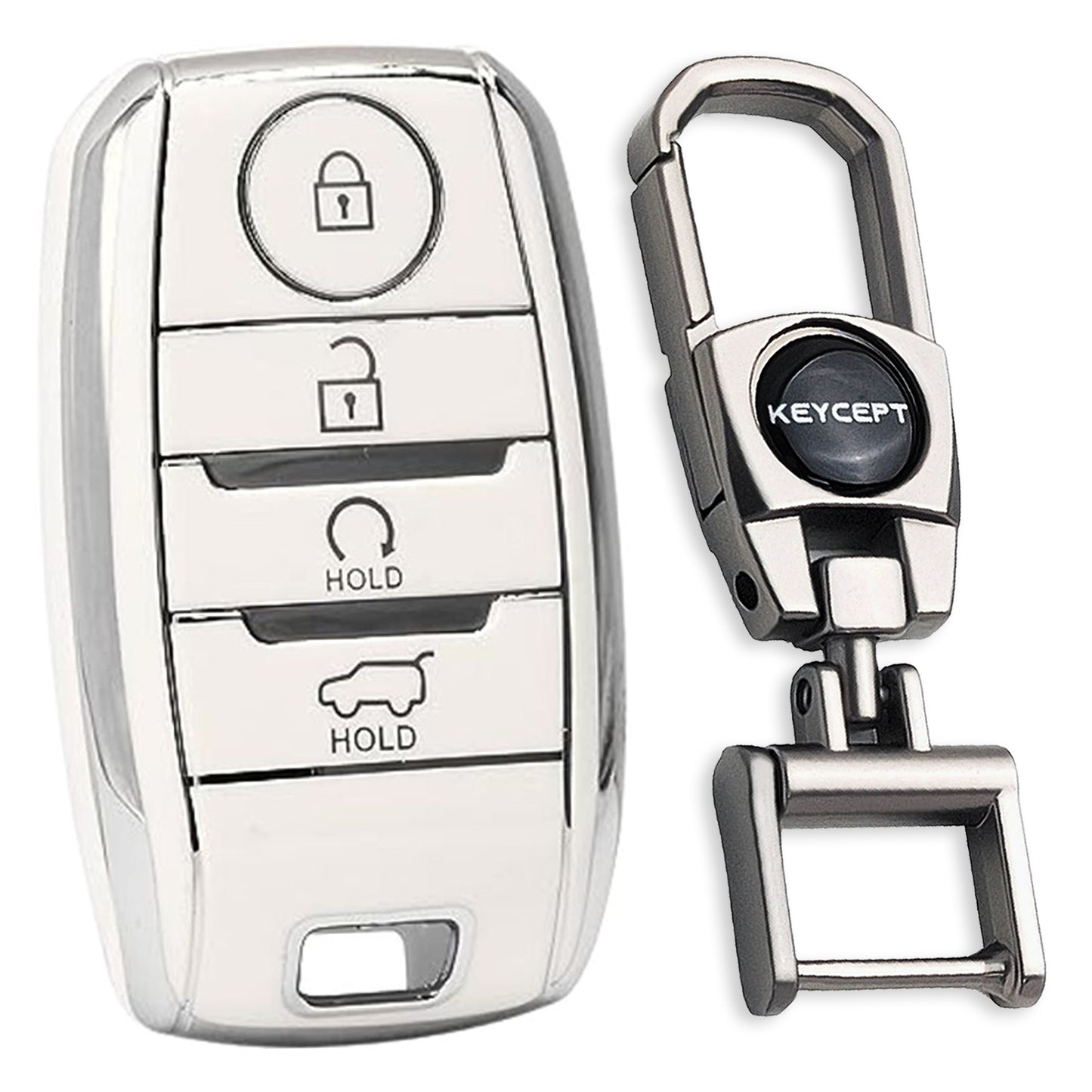 Kia Silver Line TPU Key Cover with Keychain