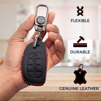 Hyundai Classic Leather Key Cover with Keychain (Type 2)