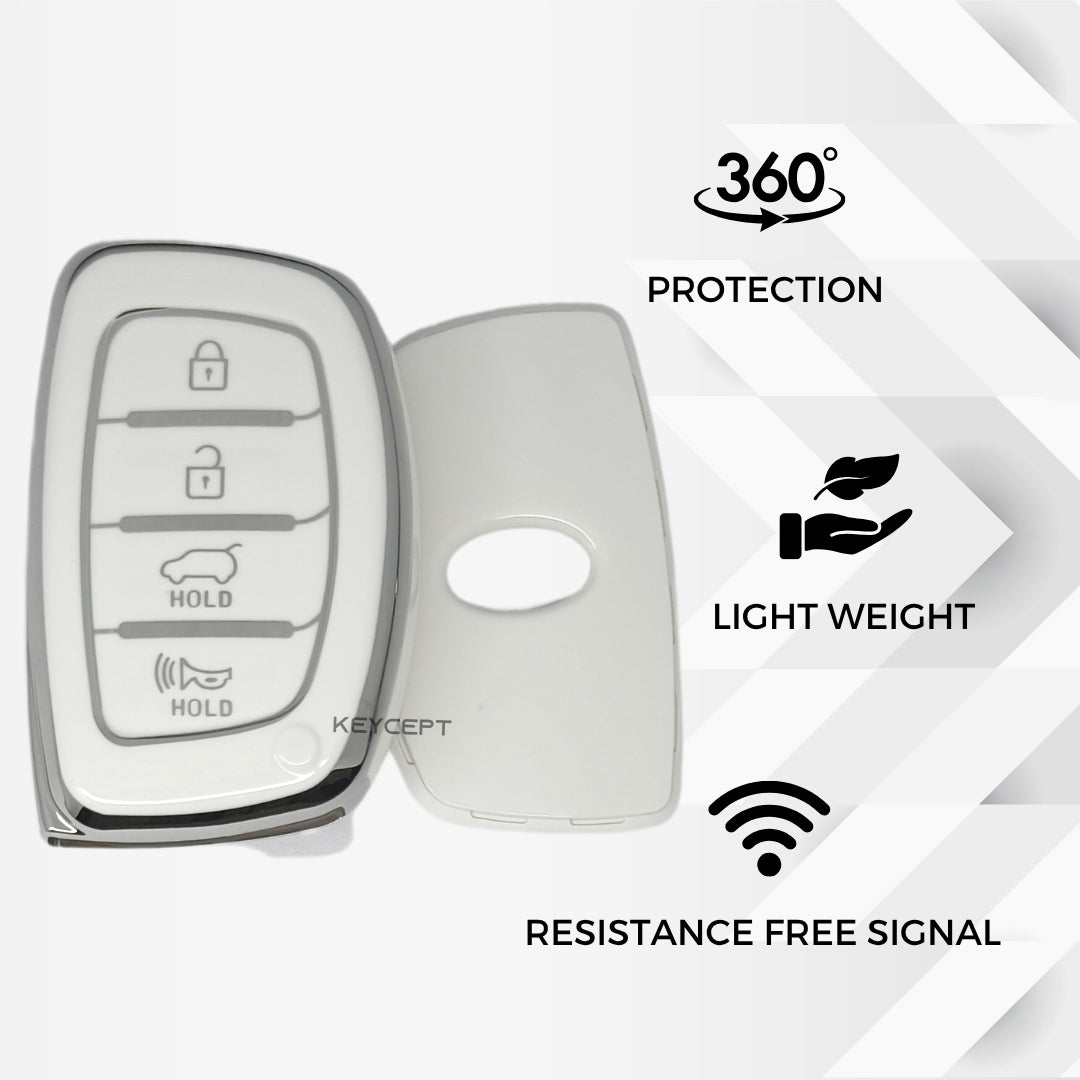 Hyundai Silver Line TPU Key Cover with Keychain