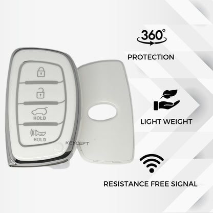 Hyundai Silver Line TPU Key Cover with Keychain