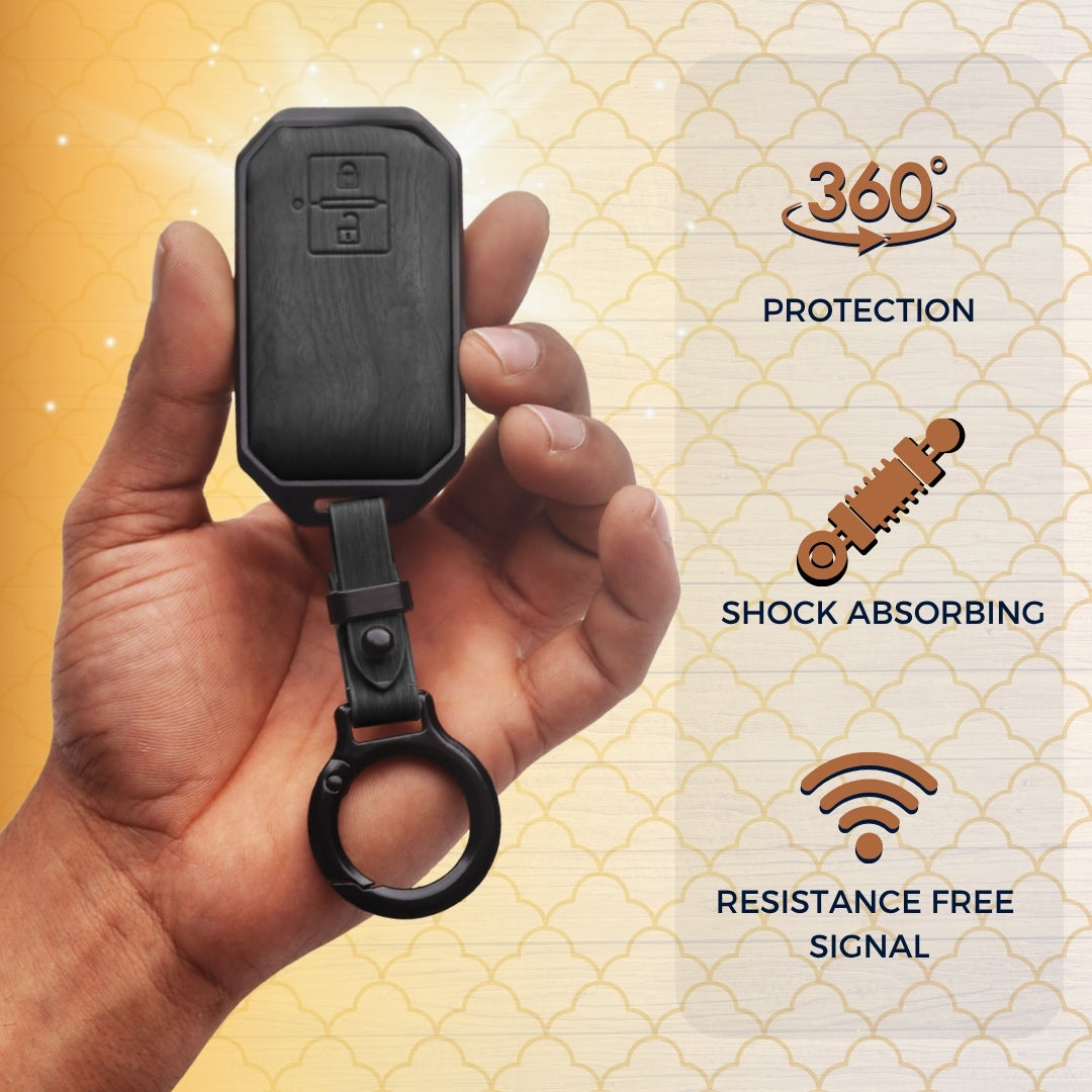 Suzuki Noir Wood Car Key Cover with Keychain (Type M8)