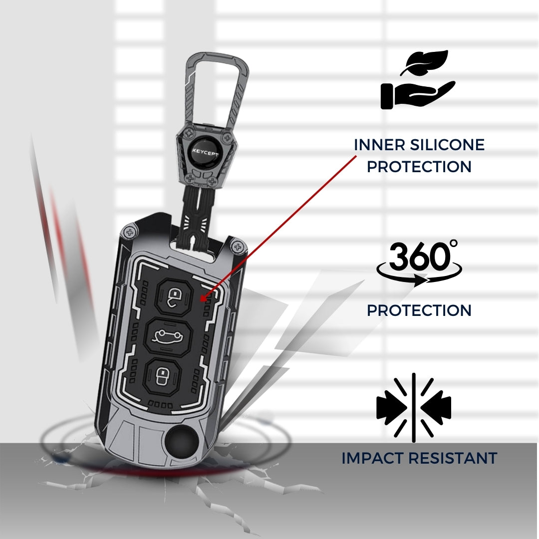 Mahindra Metal Armor Car Key Cover with keychain (Type M4)