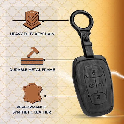 Tata Noir Wood Car Key Cover with Keychain (Type M8)
