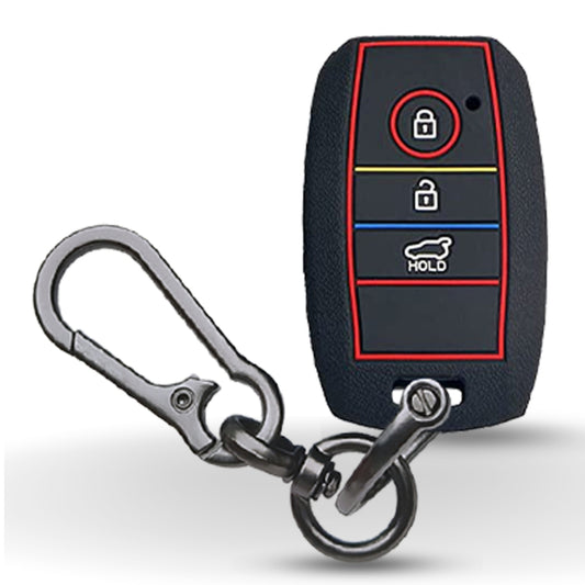 Black Silicone key cover for Kia Seltos with keychain