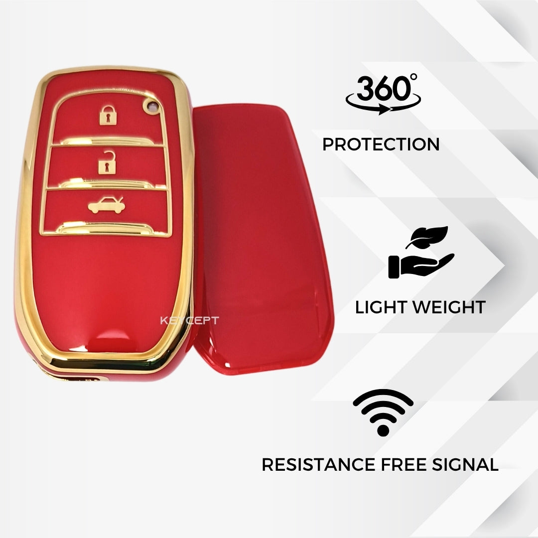 Toyota Gold Line TPU Key Cover with Keychain (Type 2)