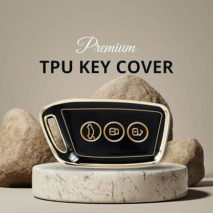 TPU Key Cover Compatible with MG Hector 3 button Smart Key with Keychain 1