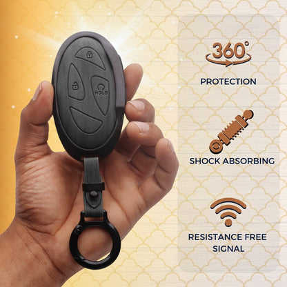 Hyundai Noir Wood Car Key Cover with Keychain (Type M8)