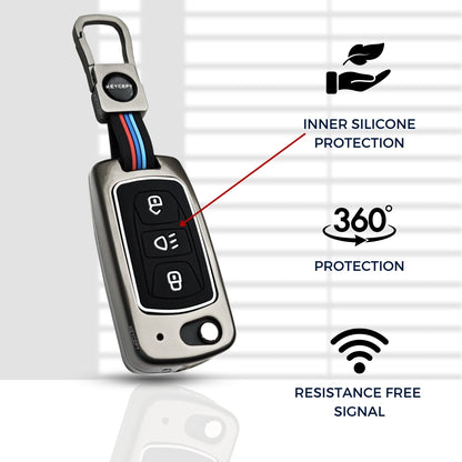 Tata Metal Alloy Key Cover with Keychain