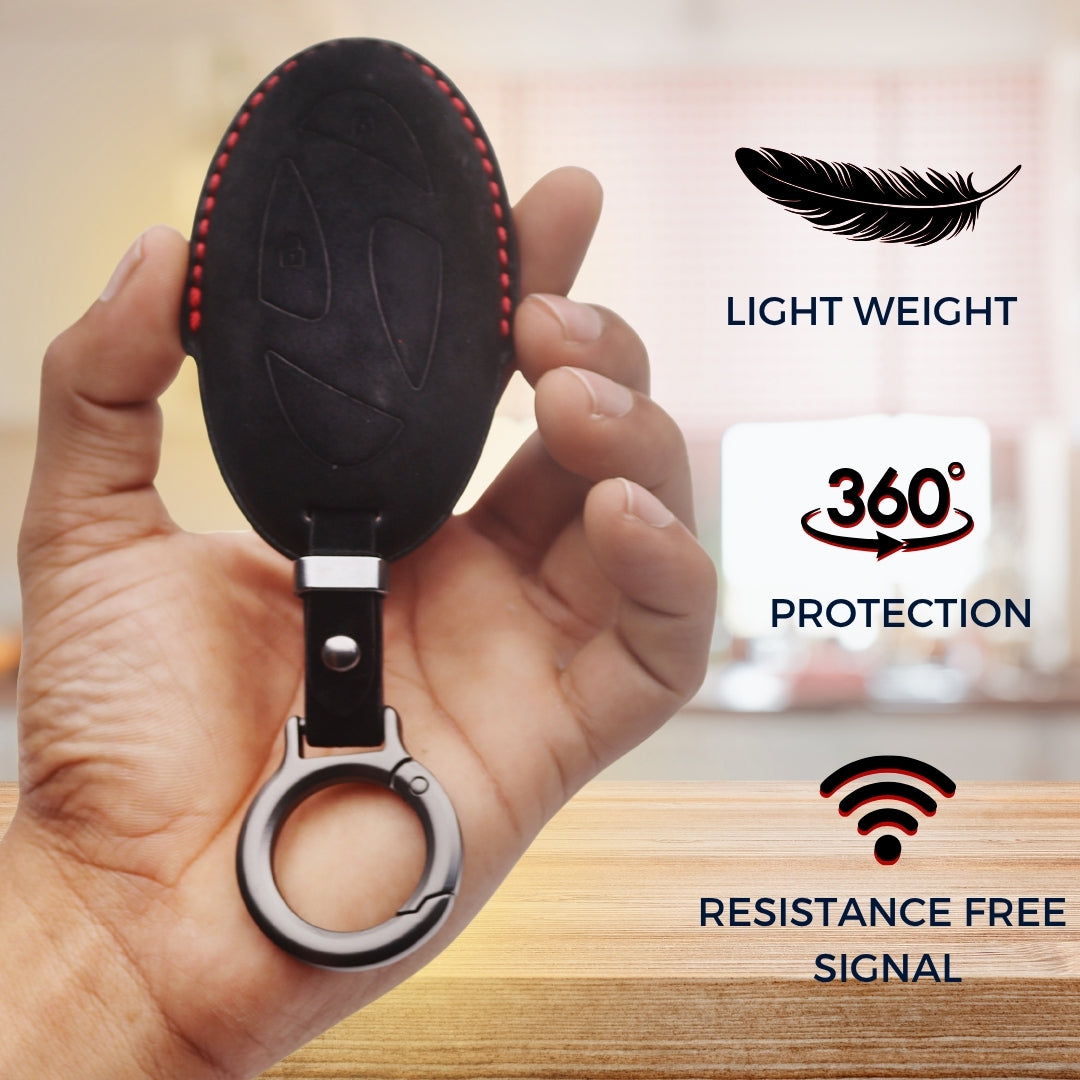 Hyundai Alcantara Crest Car Key Cover with Keychain (Type K10)