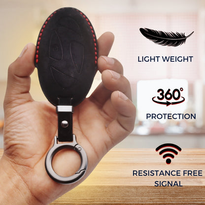 Hyundai Alcantara Crest Car Key Cover with Keychain (Type K10)
