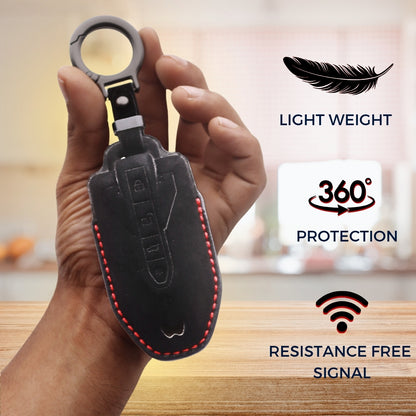 Mahindra Alcantara Crest Car Key Cover with Keychain (Type K10)