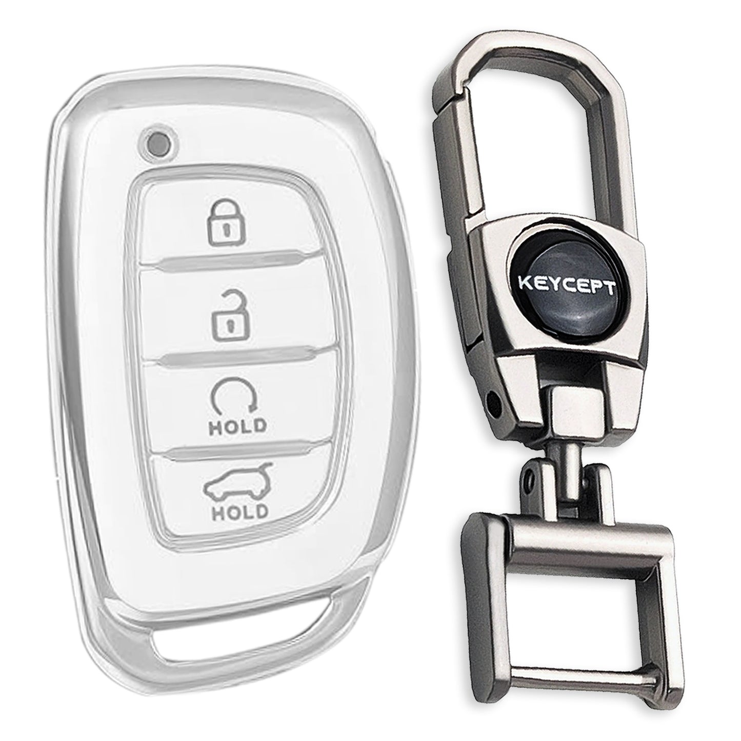 Hyundai Silver Line TPU Key Cover with Keychain