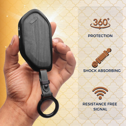 Kia Noir Wood Car Key Cover with Keychain (Type M8)