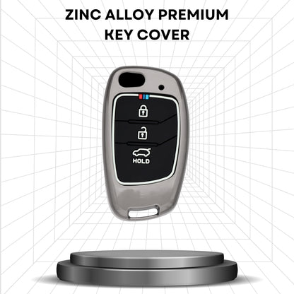 Keycept Metal Alloy Car Key Cover for Hyundai Creta, Venue, Aura, i20, Grand i10 Nios, Xcent Key Cover with Keychain (Type M1)