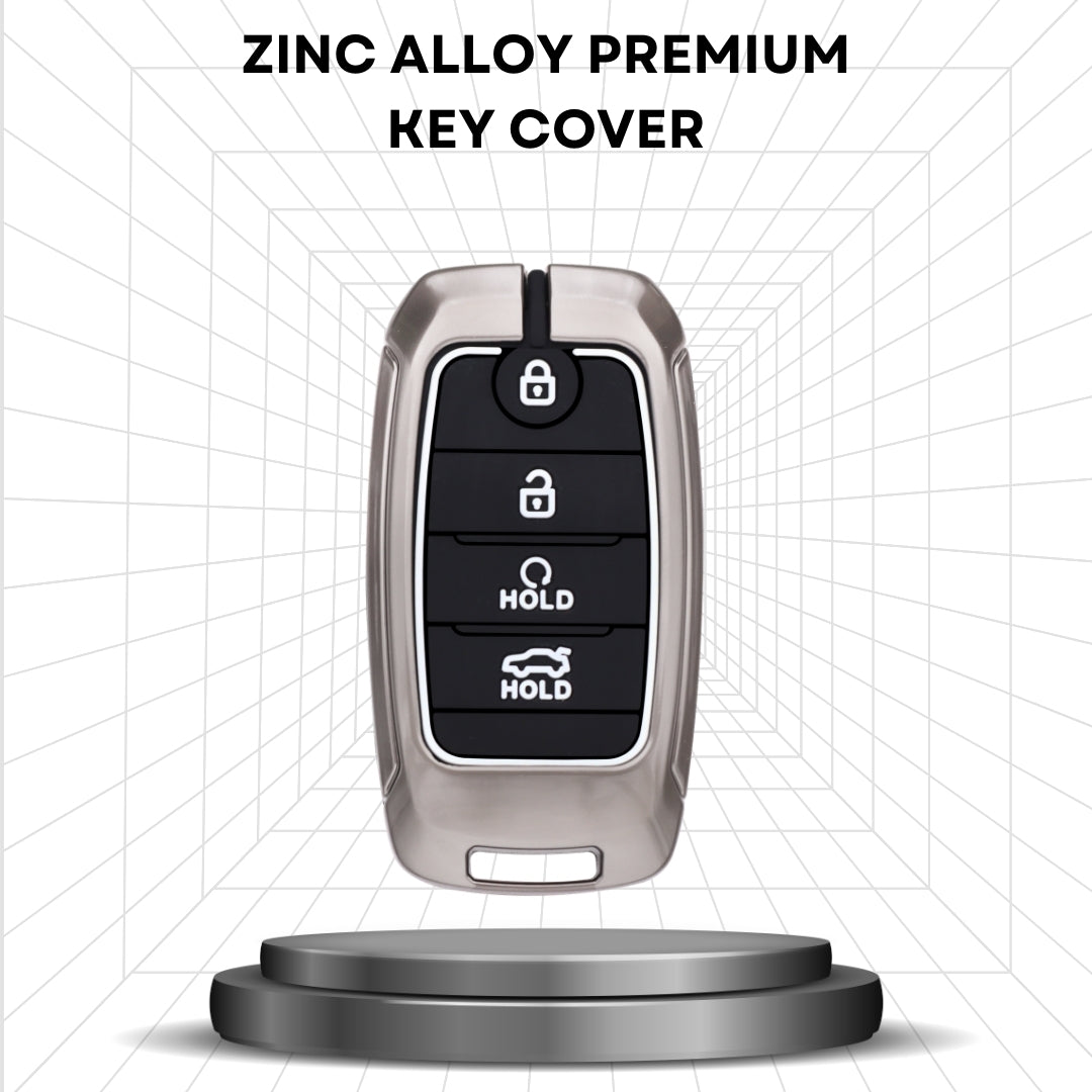 Keycept Metal Alloy Car Key Cover for Kia Seltos, Sonet, Carens Key Cover with Keychain (Type M1)