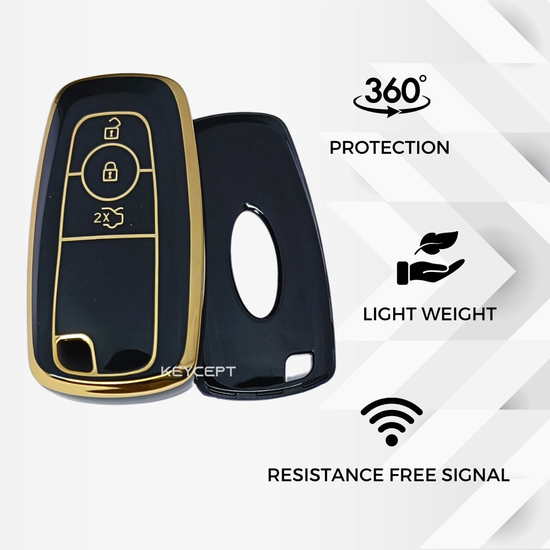 ford figo aspire endeavour 3b smart tpu black gold key cover keychain