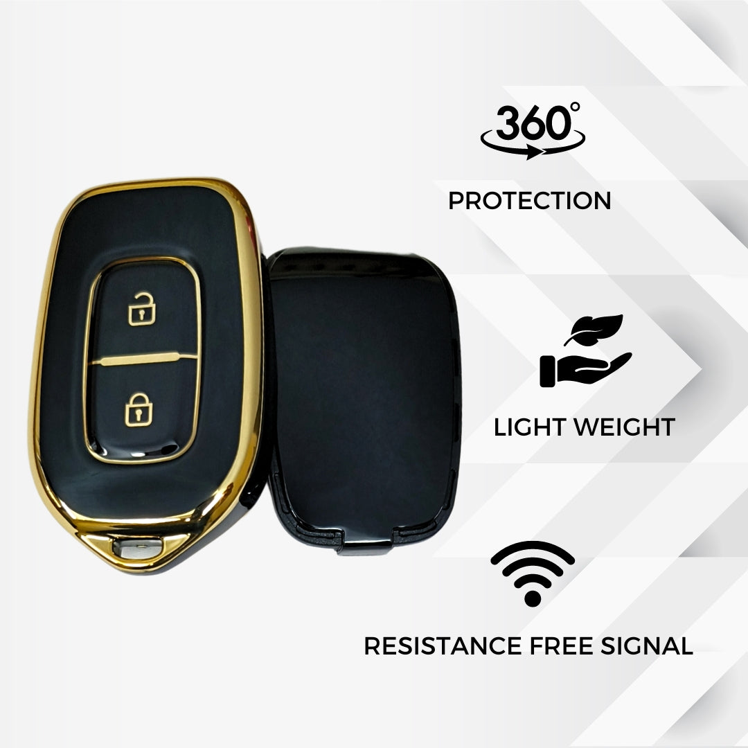 renault kwid kiger duster 2 button remote tpu black gold key accessories 