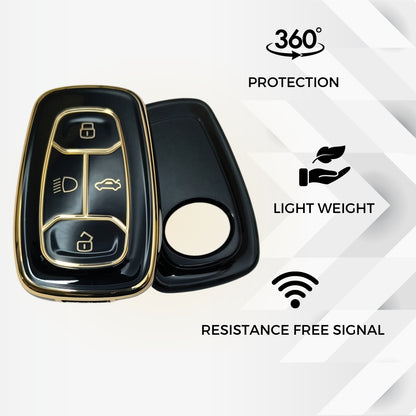 tata nexon harrier safari punch altroz 4 button smart tpu black gold key cover case accessories