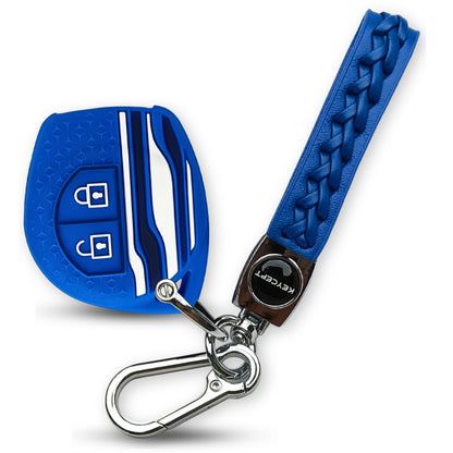 Blue TriStar Silicone Key Cover for Suzuki Swift, Dzire, Ignis, Ertiga, Baleno, Ciaz, Celerio, Ritz, Brezza, Scross, S-Presso, SX4, Alto (2 Button Remote key) with keychain