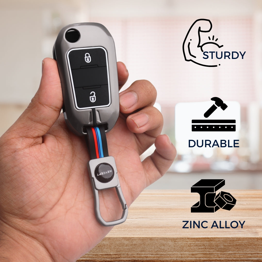 Citroen Metal Silicone Key Cover with Keychain(Type M1)