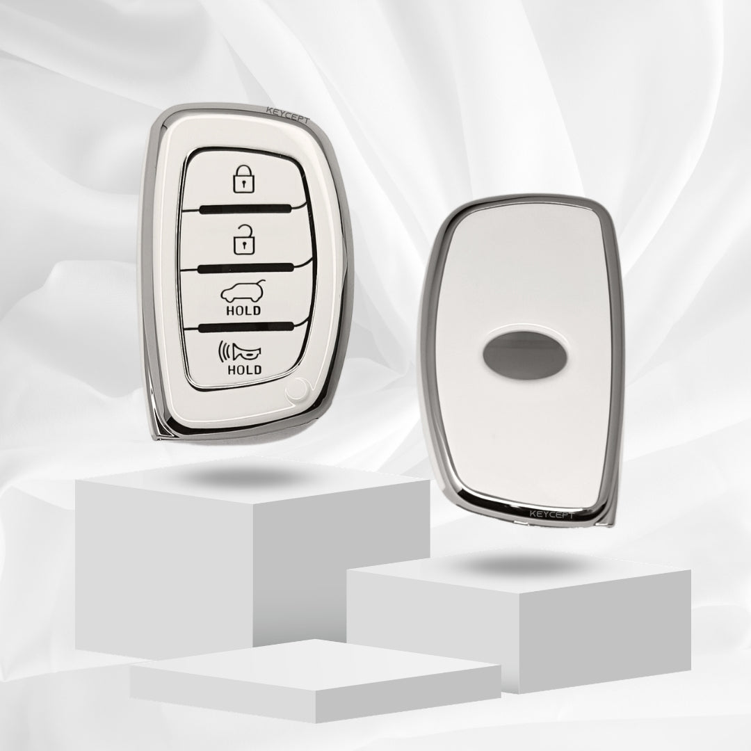 Hyundai Silver Line TPU Key Cover with Keychain
