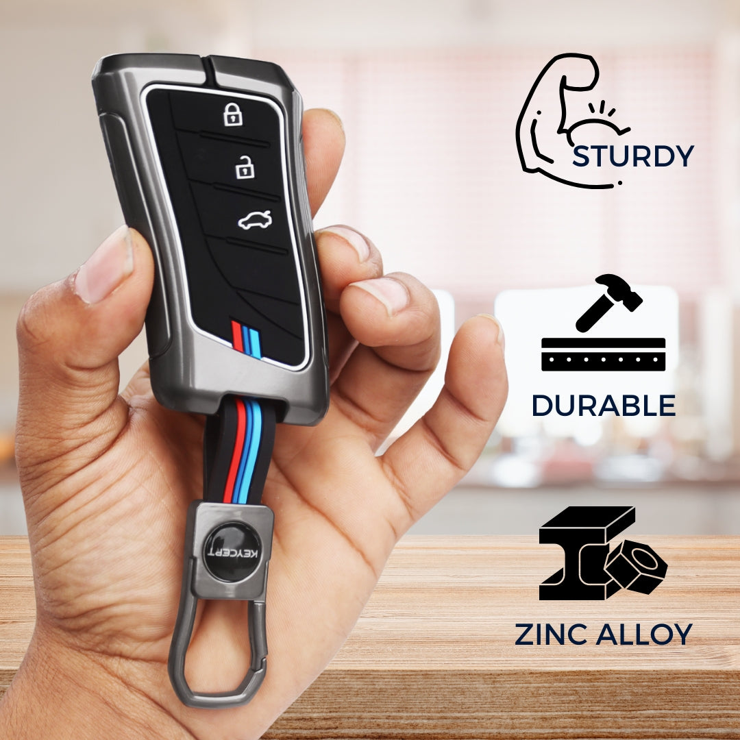 Metal Alloy Key Cover Compatible for Lexus 3 Button Smart Key with Keychain (Type M1)