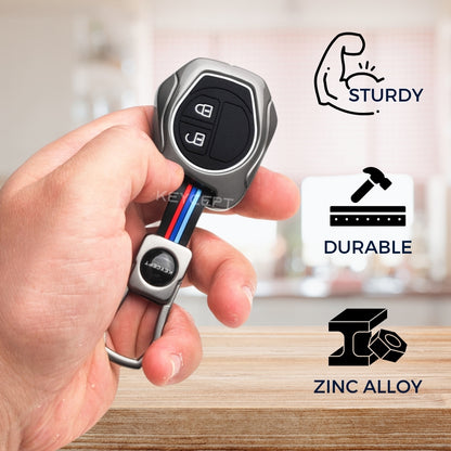 Keycept Metal Alloy Car Key Cover for Suzuki Swift, Dzire, Ertiga, Baleno, Celerio, WagonR, Ritz, Brezza, Scross, Alto, Fronx, XL6, Ciaz, Grand Vitara, Jimny, Alto K10, S Presso, WangoR, Ignis with Keychain (Type M1)