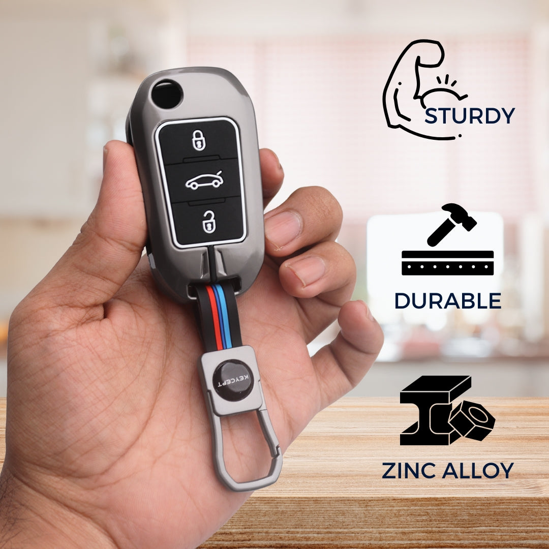 Keycept Metal Silicone car key cover With Keychain.(Type M1)