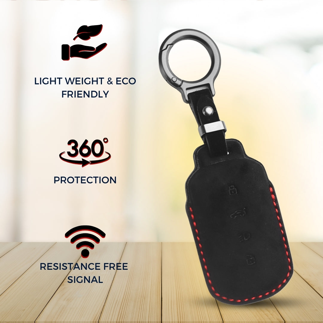 Tata Alcantara Crest Car Key Cover with Keychain (Type K10)