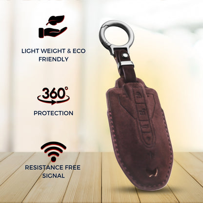 Mahindra Alcantara Crest Car Key Cover with Keychain (Type K10)