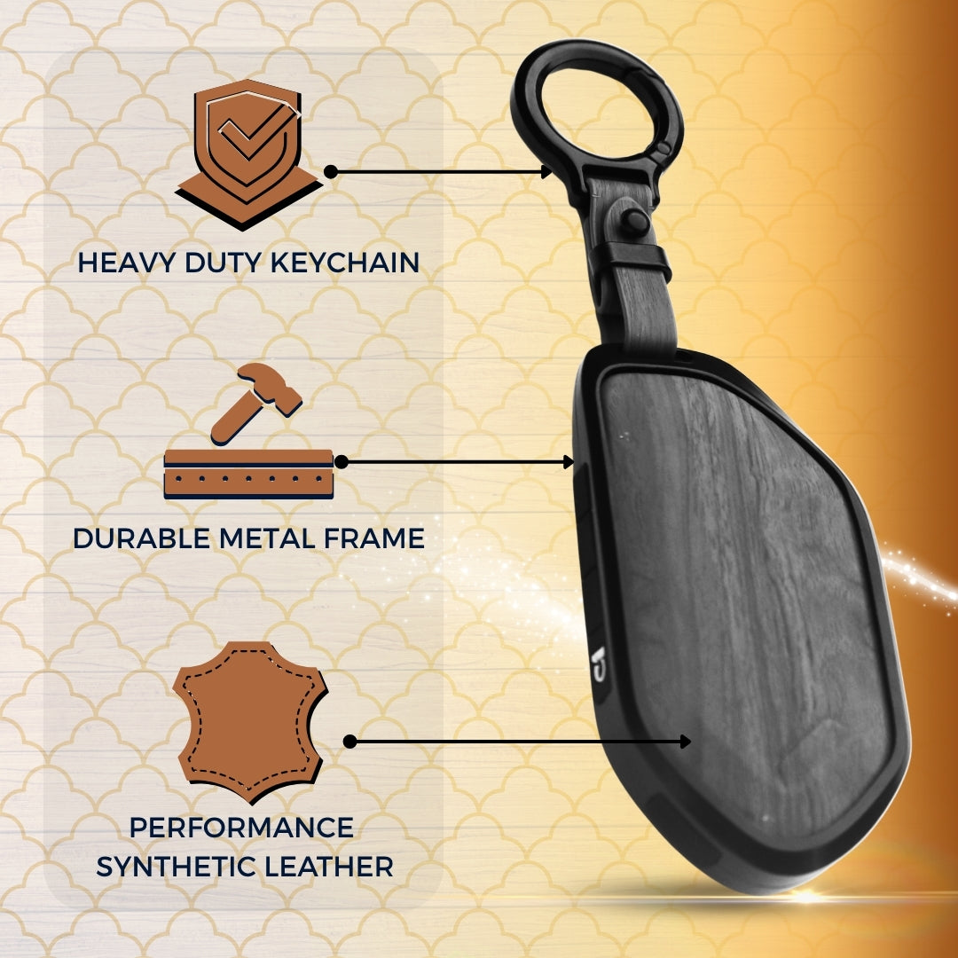 Kia Noir Wood Car Key Cover with Keychain (Type M8)