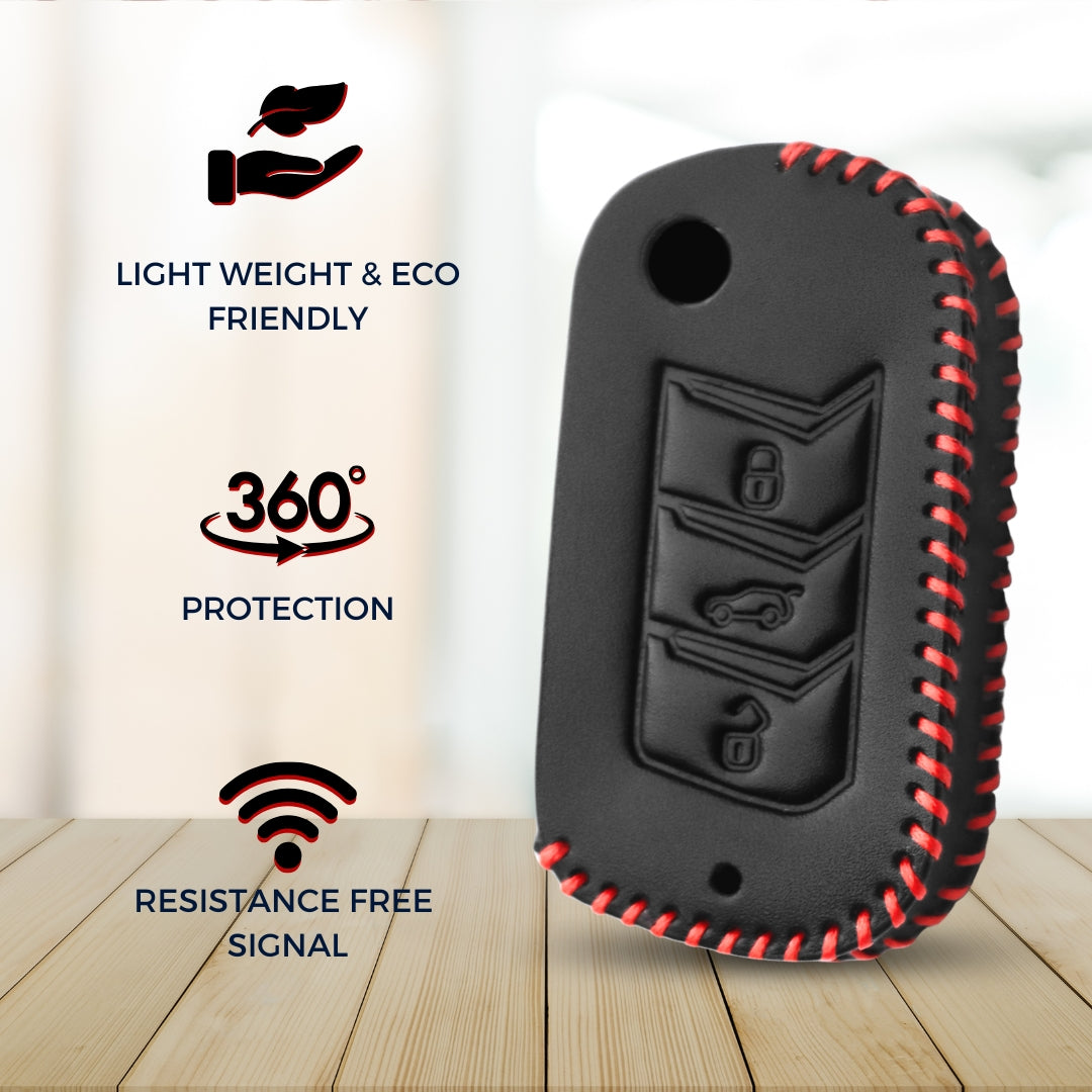 Mahindra Classic Leather Key Cover with Keychain K3