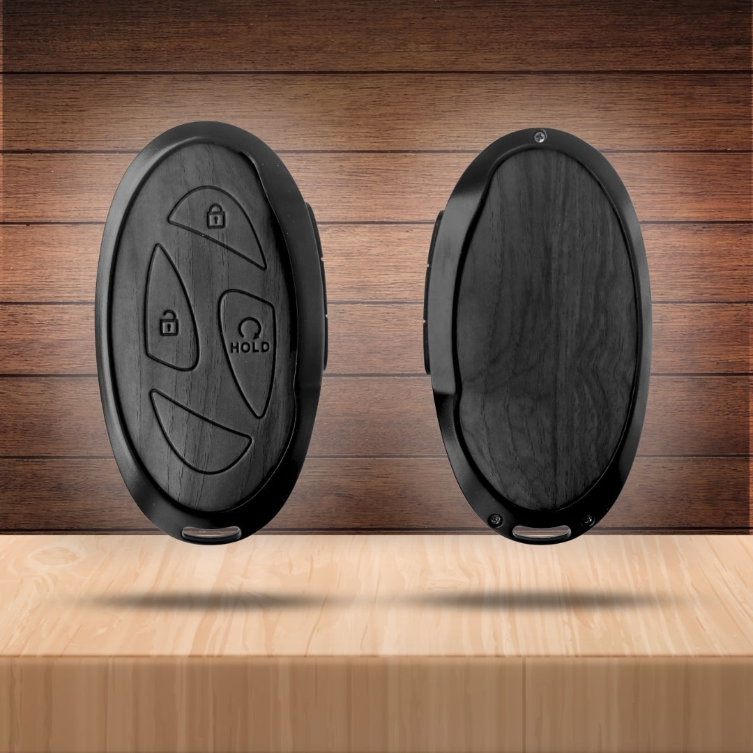 Hyundai Noir Wood Car Key Cover with Keychain (Type M8)