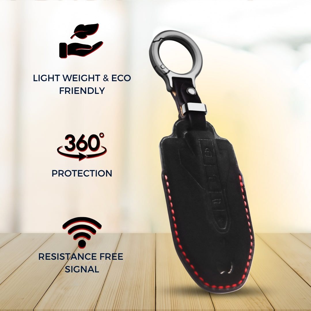 Mahindra Alcantara Crest Car Key Cover with Keychain (Type K10)